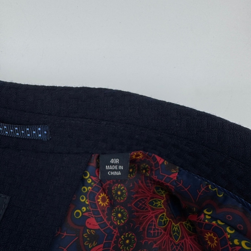 Tailorbyrd Collection Navy Blue Waffle Knit Blazer Sport Coat 40R Paisley Lining - Picture 6 of 12